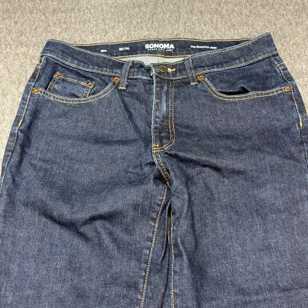 Sonoma Jeans Men's Size 32x34 Slim The Everyday Jean Stretch Dark Wash Split Hem - Picture 14 of 15